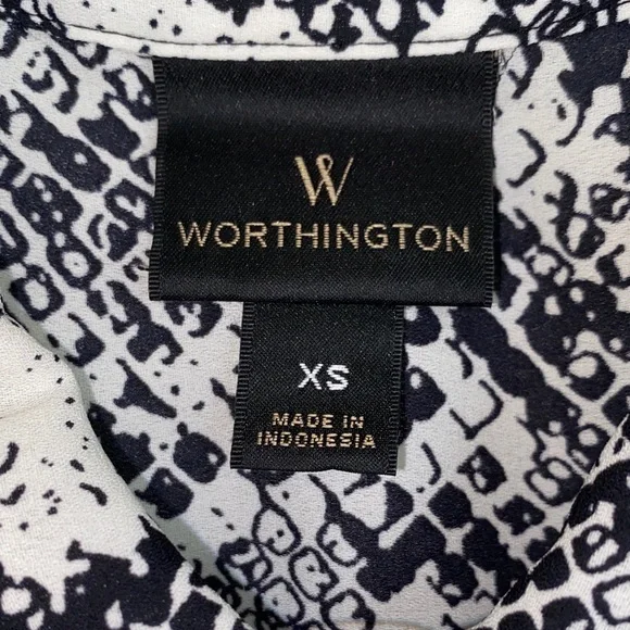 Worthington Snake Print Sleeveless Top Black White Blouse XS - Picture 3 of 6